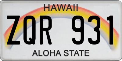 HI license plate ZQR931