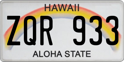HI license plate ZQR933