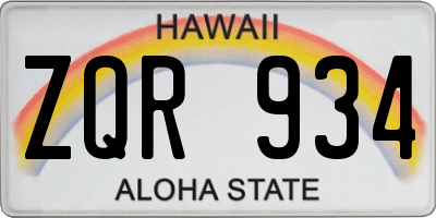 HI license plate ZQR934