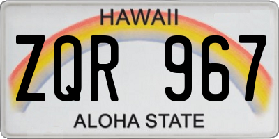 HI license plate ZQR967