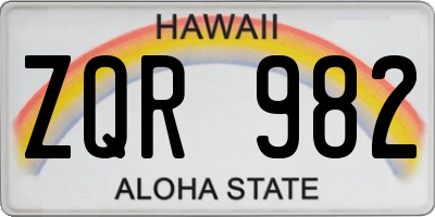 HI license plate ZQR982