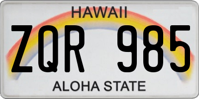 HI license plate ZQR985