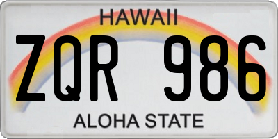 HI license plate ZQR986