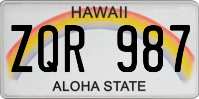 HI license plate ZQR987