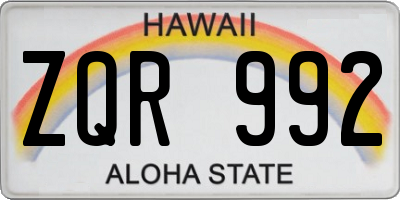 HI license plate ZQR992