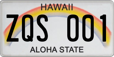 HI license plate ZQS001
