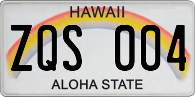 HI license plate ZQS004