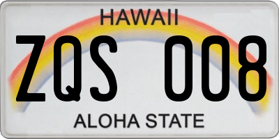 HI license plate ZQS008