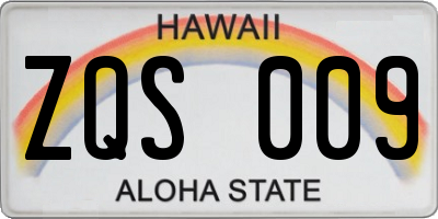 HI license plate ZQS009
