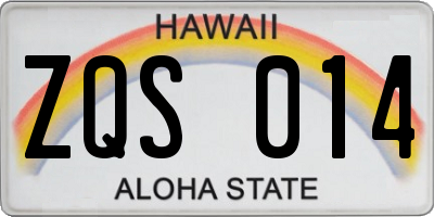 HI license plate ZQS014