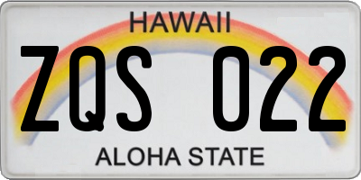HI license plate ZQS022