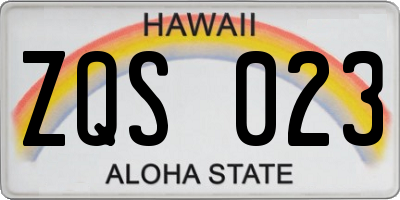 HI license plate ZQS023