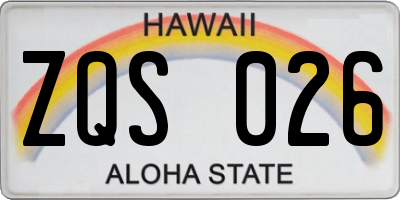 HI license plate ZQS026