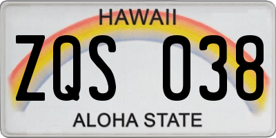 HI license plate ZQS038