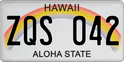 HI license plate ZQS042