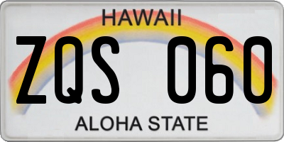 HI license plate ZQS060