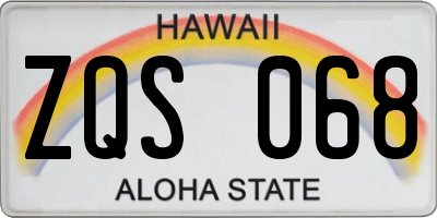 HI license plate ZQS068