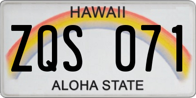 HI license plate ZQS071