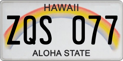 HI license plate ZQS077