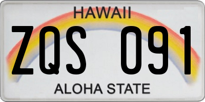 HI license plate ZQS091