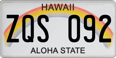 HI license plate ZQS092