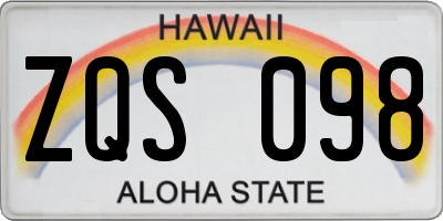 HI license plate ZQS098