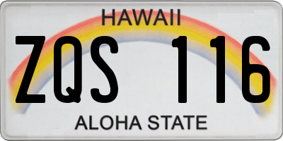HI license plate ZQS116