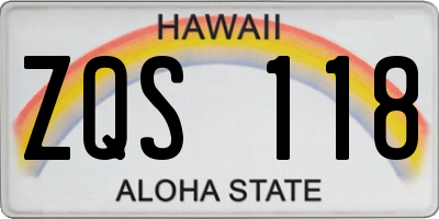 HI license plate ZQS118