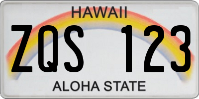 HI license plate ZQS123