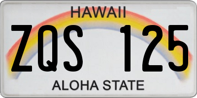 HI license plate ZQS125