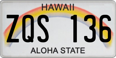 HI license plate ZQS136