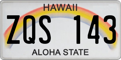HI license plate ZQS143