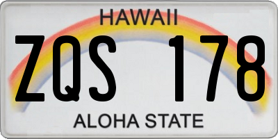HI license plate ZQS178