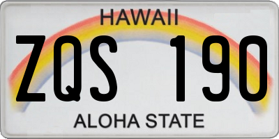 HI license plate ZQS190