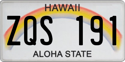 HI license plate ZQS191