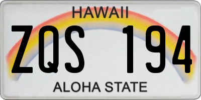 HI license plate ZQS194