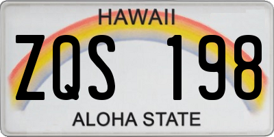 HI license plate ZQS198