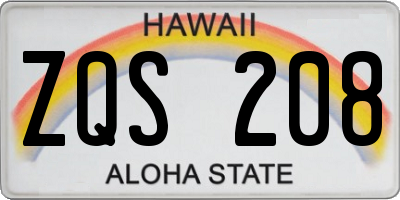 HI license plate ZQS208