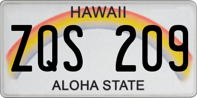HI license plate ZQS209