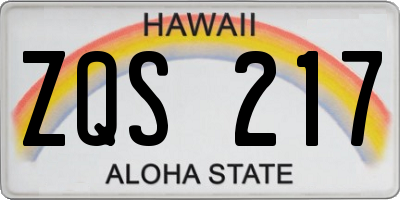 HI license plate ZQS217