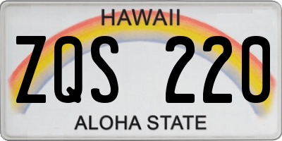 HI license plate ZQS220
