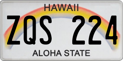 HI license plate ZQS224