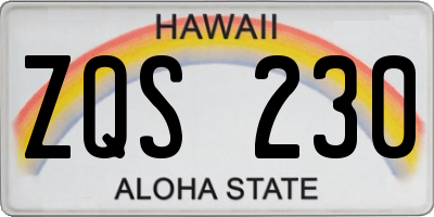 HI license plate ZQS230