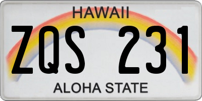 HI license plate ZQS231