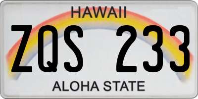 HI license plate ZQS233