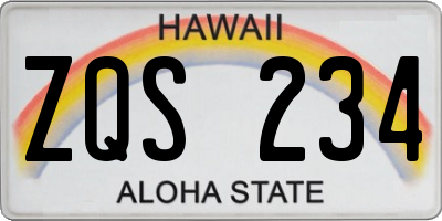 HI license plate ZQS234