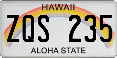 HI license plate ZQS235