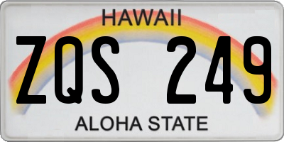 HI license plate ZQS249