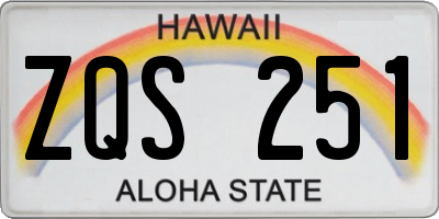HI license plate ZQS251