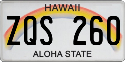 HI license plate ZQS260
